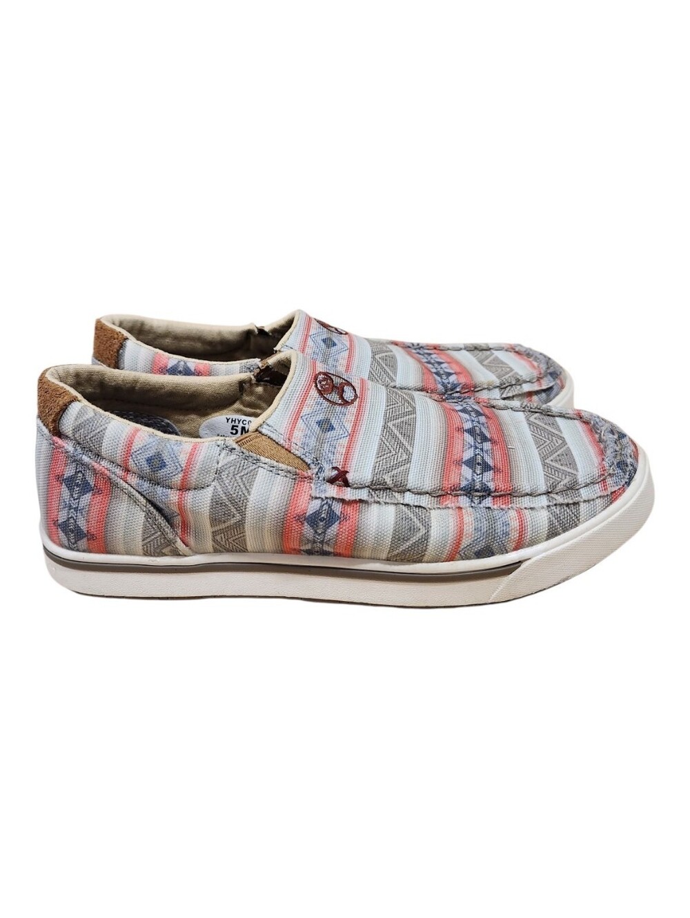 Twisted X Hooey Youth Slip On Loper Shoes Size 5M Aztec Canvas YHYC007 Western